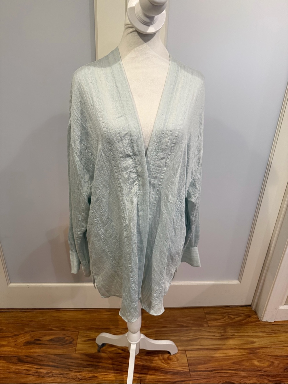 Vince Light Mint Green Drapey V Neck Blouse